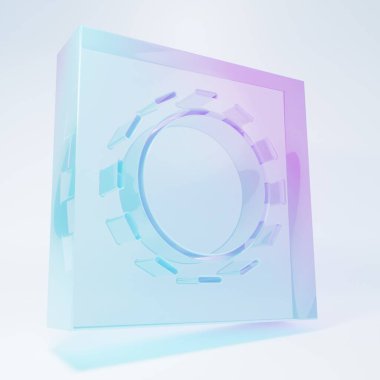 Beyaz arka planda izole edilmiş paket güvenli seks ikonunda buzlu cam prezervatif. Güvenli aşk sembolü. Erkekler için doğum kontrol yöntemi. Minimalizm kavramı. 3 Boyutlu resimleme.