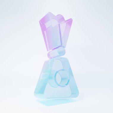Buzlu cam şeker ikonu beyaz arkaplanda izole edilmiş. Minimalizm kavramı. 3 Boyutlu resimleme.