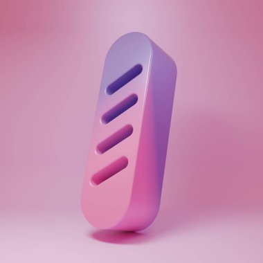 Pembe arka planda izole edilmiş mor-pembe Fransız baget ekmek ikonu. Minimalizm kavramı. 3 Boyutlu resimleme .