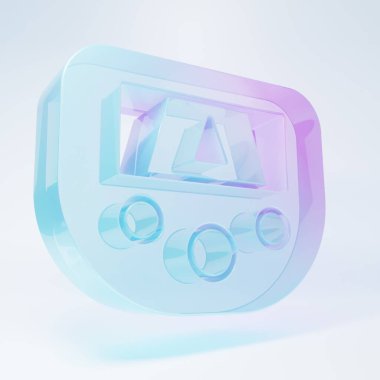 Beyaz arkaplanda izole edilmiş harita simgesine sahip buzlu cam GPS cihazı. Minimalizm kavramı. 3 Boyutlu resimleme .