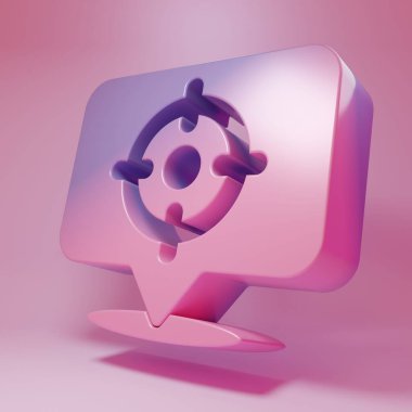 Purple-pink Target sport icon isolated on pink background. Clean target with numbers for shooting range or shooting. Minimalism concept. 3D render illustration .