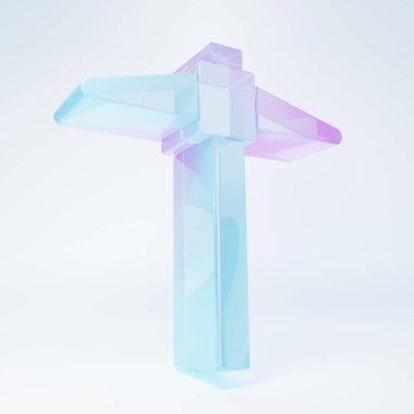 Beyaz zemin üzerinde izole edilmiş buzlu cam kazma ikonu. Minimalizm kavramı. 3 Boyutlu resimleme .