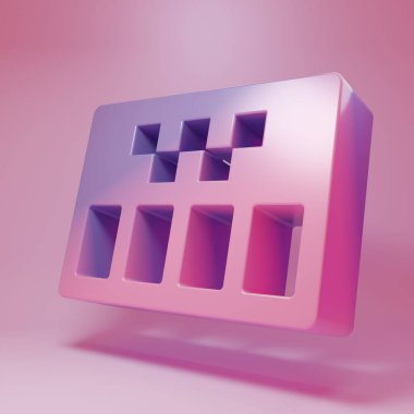 Pembe arka planda Mor-Pembe Taksimetre aygıtı simgesi izole edildi. Taksi vagonundaki yolcu ücreti için ölçü aleti. Minimalizm kavramı. 3 Boyutlu resimleme .