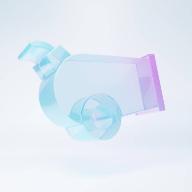 Beyaz arka planda izole edilmiş buzlu cam top ikonu. Minimalizm kavramı. 3 Boyutlu resimleme .