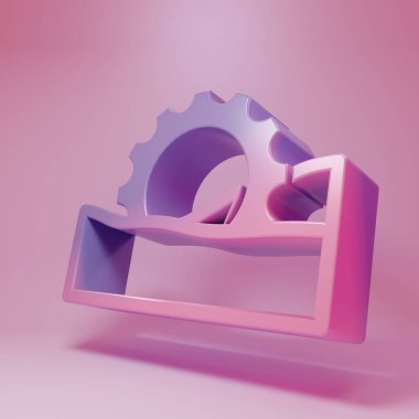 Pembe arka planda izole edilmiş mor dönme dolap ikonu. Eğlence parkı. Çocuklar için eğlence parkı, eğlence parkı. Minimalizm kavramı. 3 Boyutlu resimleme .