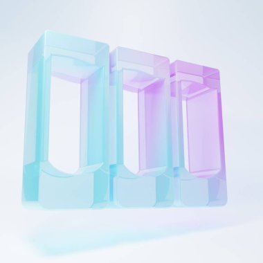 Beyaz arka planda izole edilmiş buzlu cam ikonu. Minimalizm kavramı. 3 Boyutlu resimleme .