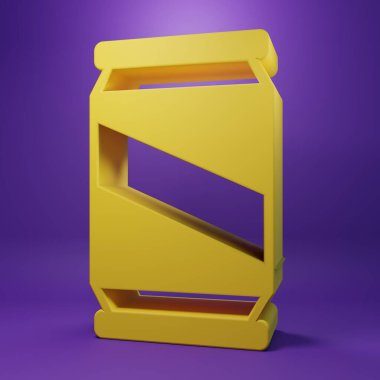 Sarı Bira ikonu mor arkaplanda izole edilebilir. Minimalizm kavramı. 3 Boyutlu resimleme .