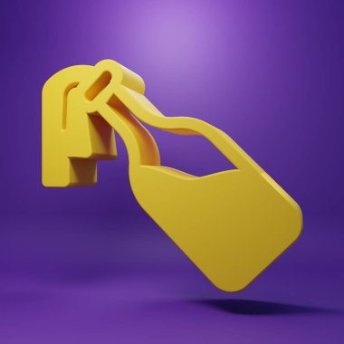 Sarı Kokteyl Molotof simgesi mor arkaplanda izole edildi. Minimalizm kavramı. 3 Boyutlu resimleme .