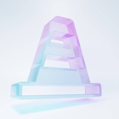 Beyaz arka planda izole edilmiş buzlu cam trafik konisi ikonu. Minimalizm kavramı. 3 Boyutlu resimleme .