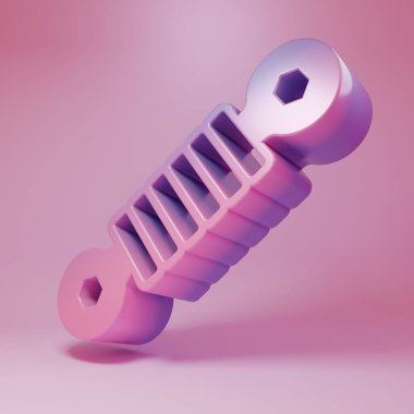 Pembe arka planda izole edilmiş mor-pembe şok emici ikonu. Minimalizm kavramı. 3 Boyutlu resimleme .