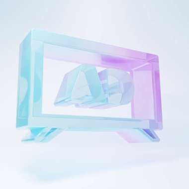 Frosted glass Advertising icon isolated on white background. Concept of marketing and promotion process. Responsive ads. Social media advertising. Minimalism concept. 3D render illustration .
