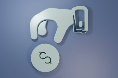 Mor-mavi arka planda izole edilmiş Müslüman zorunlu ikonu olarak sadakanızı verin ya da verin. Kurban Bayramı 'ndan önce Ramazan Kareem' de bir sadaka. Minimalizm kavramı. 3 Boyutlu resimleme.