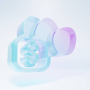 Beyaz arka planda izole edilmiş tavuk yumurtası ikonu için buzlu cam fiyat etiketi. Minimalizm kavramı. 3 Boyutlu resimleme.