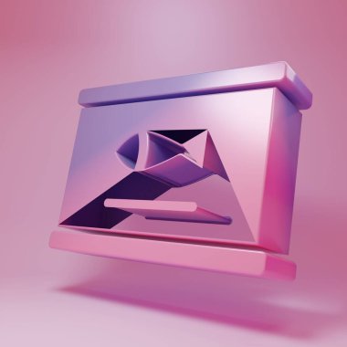 Mor pembe balık konservesi ikonu pembe arka planda izole edilmiş. Minimalizm kavramı. 3 Boyutlu resimleme.