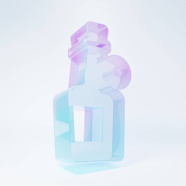 Buzlu cam Alkol beyaz arka planda izole edilmiş rom şişesi ikonu. Minimalizm kavramı. 3 Boyutlu resimleme.