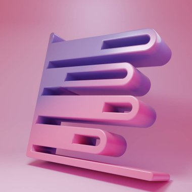 Pembe arka planda izole edilmiş Mor Pembe Pasta grafiği bilgi simgesi. Diyagram çizelgesi. Minimalizm kavramı. 3 Boyutlu resimleme.