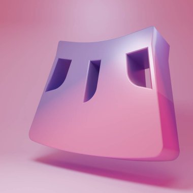 Purple-pink Skirt icon isolated on pink background. Minimalism concept. 3D render illustration.