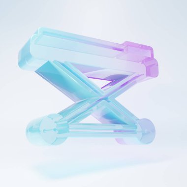 Beyaz arkaplanda izole edilmiş buzlu cam sedye ikonu. Hastanenin tıbbi sedyesi. Minimalizm kavramı. 3 Boyutlu resimleme.