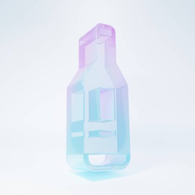 Tıbbi inceleme ikonu için beyaz arka planda izole edilmiş buzlu cam tıbbi dijital termometre. Minimalizm kavramı. 3 Boyutlu resimleme.