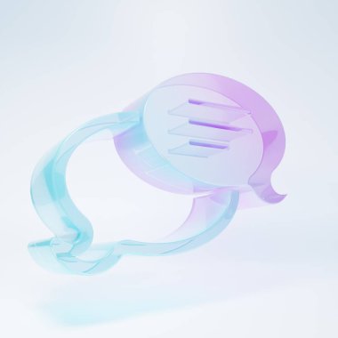 Frosted glass Speech bubble chat icon isolated on white background. Message icon. Communication or comment chat symbol. Minimalism concept. 3D render illustration.