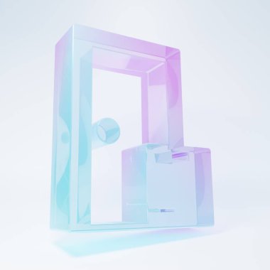 Buzlu cam teslimat servisi simgesi beyaz arka planda izole edildi. Minimalizm kavramı. 3 Boyutlu resimleme.