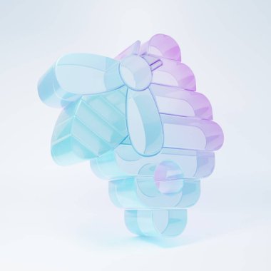 Frosted glass Hive for bees icon isolated on white background. Beehive symbol. Apiary and beekeeping. Sweet natural food. Minimalism concept. 3D render illustration.