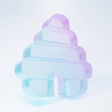 Frosted glass Hive for bees icon isolated on white background. Beehive symbol. Apiary and beekeeping. Sweet natural food. Minimalism concept. 3D render illustration.