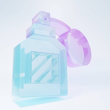 Frosted glass Aftershave icon isolated on white background. Cologne spray icon. Male perfume bottle. Minimalism concept. 3D render illustration.