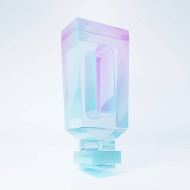 Frosted glass Cream or lotion cosmetic tube icon isolated on white background. Body care products for men. Minimalism concept. 3D render illustration.