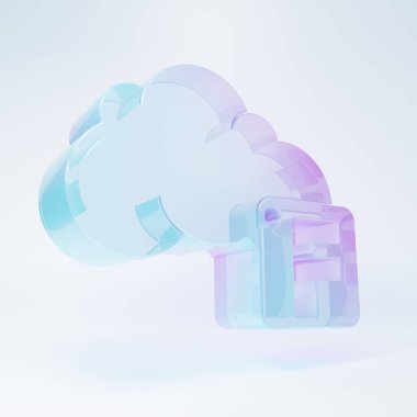 Beyaz arka planda izole edilmiş buzlu cam Fahrenheit ve bulut simgesi. Minimalizm kavramı. 3 Boyutlu resimleme.