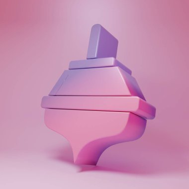 Pembe arka planda izole edilmiş mor-pembe Hanuka dreidel ikonu. Minimalizm kavramı. 3 Boyutlu resimleme.