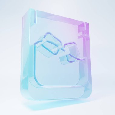 Beyaz arka planda izole edilmiş buzlu cam bardak viski ve buz küpleri ikonu. Minimalizm kavramı. 3 Boyutlu resimleme.