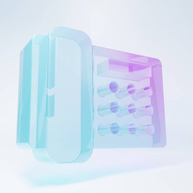 Frosted glass Telephone icon isolated on white background. Landline phone. Minimalism concept. 3D render illustration.