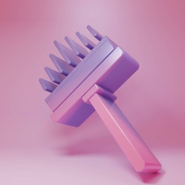 Pembe arka planda izole edilmiş pencere simgesi için kauçuk temizleyici ile mor-pembe temizlik hizmeti. Silecek, kazıyıcı, silecek. Minimalizm kavramı. 3 Boyutlu resimleme.