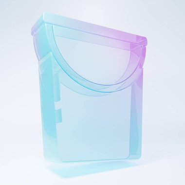 Beyaz zemin üzerinde izole edilmiş buzlu cam kova ikonu. Minimalizm kavramı. 3 Boyutlu resimleme.