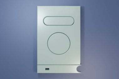 Gri Kitap simgesi mor-mavi arkaplanda izole edildi. Minimalizm kavramı. 3 Boyutlu resimleme.