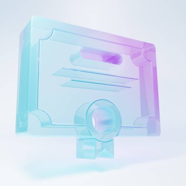 Frosted glass Certificate template icon isolated on white background. Achievement, award, degree, grant, diploma. Business success certificate. Minimalism concept. 3D render illustration.