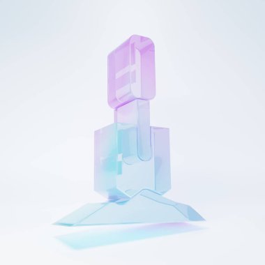 Frosted glass Shovel in the ground icon isolated on white background. Gardening tool. Tool for horticulture, agriculture, farming. Minimalism concept. 3D render illustration.