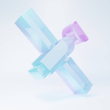 Frosted glass Satellite icon isolated on white background. Minimalism concept. 3D render illustration.