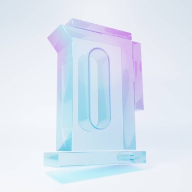 Beyaz arka planda izole edilmiş ikonlu buzlu cam çaydanlık. Çaydanlık ikonu. Minimalizm kavramı. 3 Boyutlu resimleme.