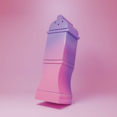 Pembe arka planda izole edilmiş mor biber ikonu. Yemek pişirme baharatları. Minimalizm kavramı. 3 Boyutlu resimleme.
