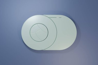 Mor-mavi arkaplanda gri suşi simgesi var. Geleneksel Japon yemekleri. Minimalizm kavramı. 3 Boyutlu resimleme.