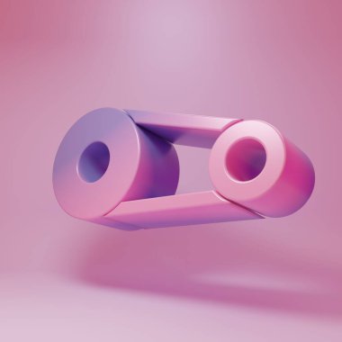 Purple-pink Timing belt kit icon isolated on pink background. Minimalism concept. 3D render illustration.