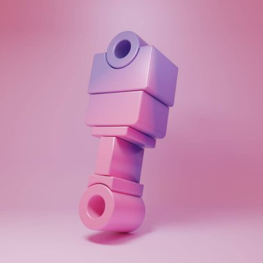 Pembe arka planda izole edilmiş mor motor piston simgesi. Araba motoru pistonu işareti. Minimalizm kavramı. 3 Boyutlu resimleme.