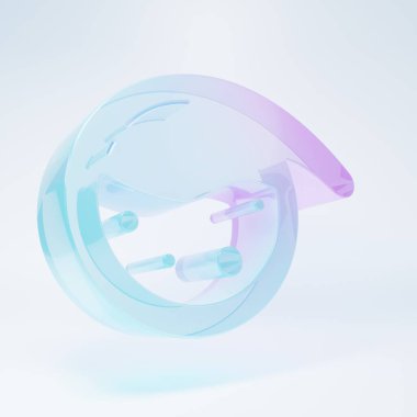 Frosted glass Test tube and flask chemical laboratory test icon isolated on white background. Laboratory glassware sign. Minimalism concept. 3D render illustration.