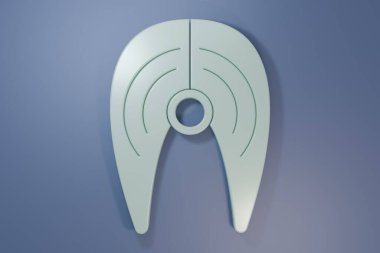 Mor-mavi arka planda izole edilmiş Gri Balık bifteği ikonu. Minimalizm kavramı. 3 Boyutlu resimleme.