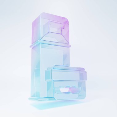 Frosted glass Shaving gel foam icon isolated on white background. Shaving cream. Minimalism concept. 3D render illustration.