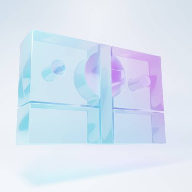 Frosted glass Stacks paper money cash icon isolated on white background. Money banknotes stacks. Bill currency. Minimalism concept. 3D render illustration.
