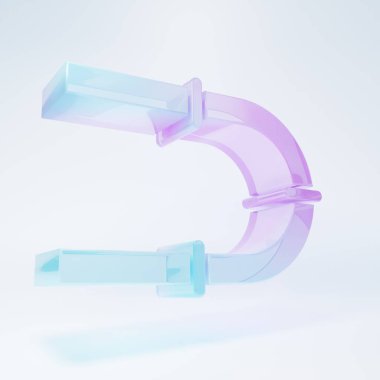 Beyaz zemin üzerinde izole edilmiş buzlu cam endüstrisi metalik boru ikonu. Minimalizm kavramı. 3 Boyutlu resimleme.