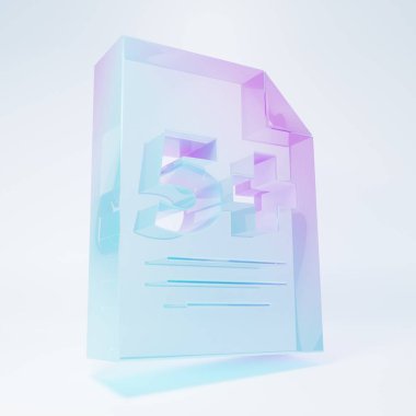 Beyaz zemin üzerinde izole edilmiş buzlu cam testi veya sınav kağıdı simgesi. Sınav kağıdı, sınav ya da araştırma konsepti. Minimalizm kavramı. 3 Boyutlu resimleme.